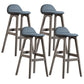 Contemporary 29-inch Upholstered Barstool Rubberwood Footrest Home Stool Smoke Gray Gray 4 Piece Set Clearhalo 'Bar Furniture' 'Bar Stools' 'bar_stools' 'furn' 'furn_bar_stools' 'Furniture' 'furniture_bar_stools' 'Kitchen & Dining Furniture' 4829994