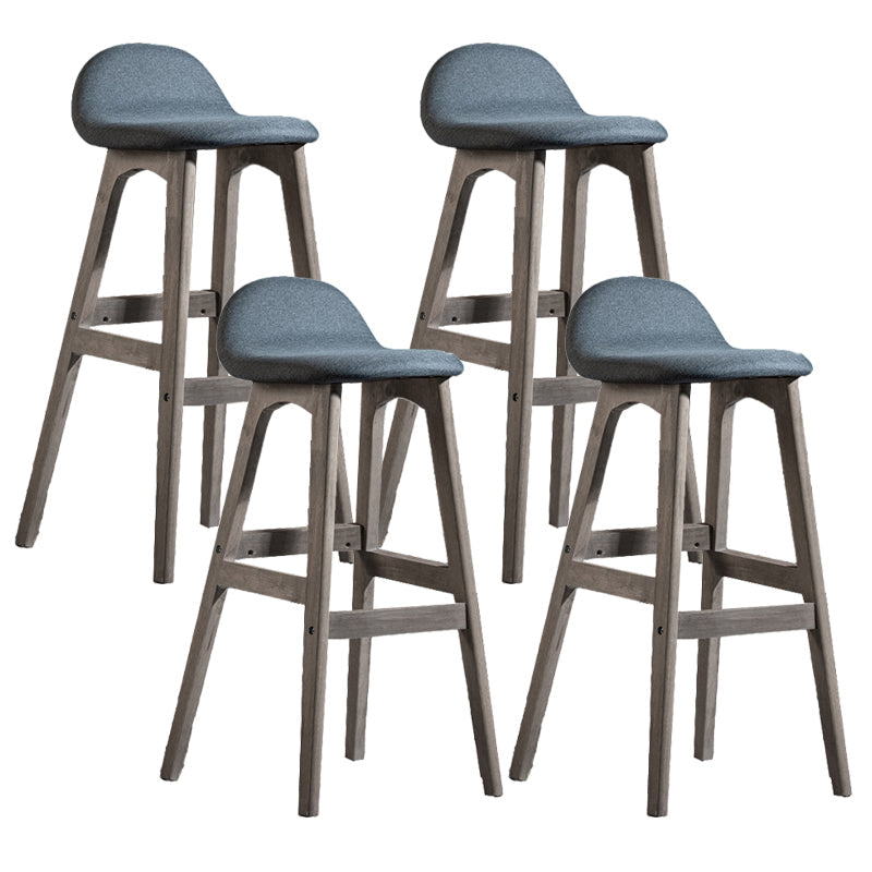Contemporary 29-inch Upholstered Barstool Rubberwood Footrest Home Stool Smoke Gray Gray 4 Piece Set Clearhalo 'Bar Furniture' 'Bar Stools' 'bar_stools' 'furn' 'furn_bar_stools' 'Furniture' 'furniture_bar_stools' 'Kitchen & Dining Furniture' 4829994