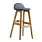 Contemporary 29-inch Upholstered Barstool Rubberwood Footrest Home Stool Smoke Gray Natural 1 Piece Clearhalo 'Bar Furniture' 'Bar Stools' 'bar_stools' 'furn' 'furn_bar_stools' 'Furniture' 'furniture_bar_stools' 'Kitchen & Dining Furniture' 4829995