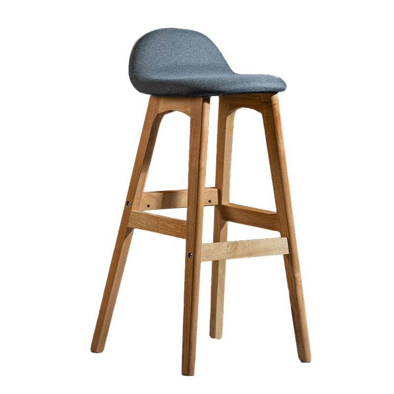 Contemporary 29-inch Upholstered Barstool Rubberwood Footrest Home Stool Smoke Gray Natural 1 Piece Clearhalo 'Bar Furniture' 'Bar Stools' 'bar_stools' 'furn' 'furn_bar_stools' 'Furniture' 'furniture_bar_stools' 'Kitchen & Dining Furniture' 4829995