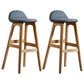 Contemporary 29-inch Upholstered Barstool Rubberwood Footrest Home Stool Smoke Gray Natural 2 Piece Set Clearhalo 'Bar Furniture' 'Bar Stools' 'bar_stools' 'furn' 'furn_bar_stools' 'Furniture' 'furniture_bar_stools' 'Kitchen & Dining Furniture' 4829996