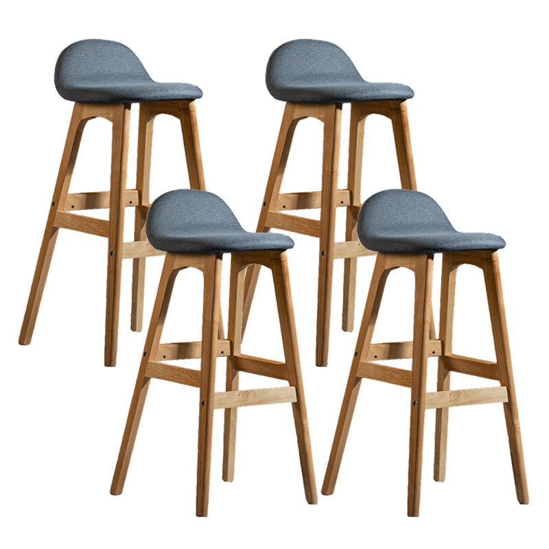Contemporary 29-inch Upholstered Barstool Rubberwood Footrest Home Stool Smoke Gray Natural 4 Piece Set Clearhalo 'Bar Furniture' 'Bar Stools' 'bar_stools' 'furn' 'furn_bar_stools' 'Furniture' 'furniture_bar_stools' 'Kitchen & Dining Furniture' 4829997