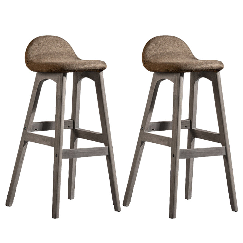 Contemporary 29-inch Upholstered Barstool Rubberwood Footrest Home Stool Coffee Gray 2 Piece Set Clearhalo 'Bar Furniture' 'Bar Stools' 'bar_stools' 'furn' 'furn_bar_stools' 'Furniture' 'furniture_bar_stools' 'Kitchen & Dining Furniture' 4829999