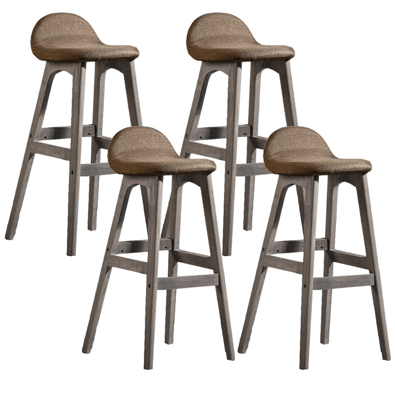 Contemporary 29-inch Upholstered Barstool Rubberwood Footrest Home Stool Coffee Gray 4 Piece Set Clearhalo 'Bar Furniture' 'Bar Stools' 'bar_stools' 'furn' 'furn_bar_stools' 'Furniture' 'furniture_bar_stools' 'Kitchen & Dining Furniture' 4830000