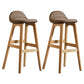 Contemporary 29-inch Upholstered Barstool Rubberwood Footrest Home Stool Coffee Natural 2 Piece Set Clearhalo 'Bar Furniture' 'Bar Stools' 'bar_stools' 'furn' 'furn_bar_stools' 'Furniture' 'furniture_bar_stools' 'Kitchen & Dining Furniture' 4830002