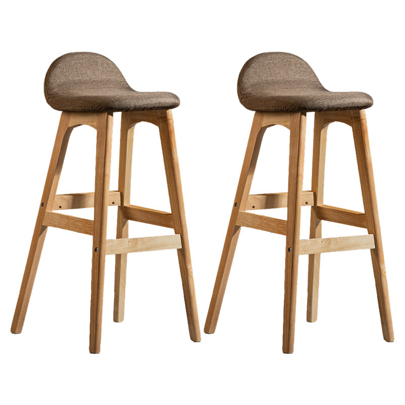 Contemporary 29-inch Upholstered Barstool Rubberwood Footrest Home Stool Coffee Natural 2 Piece Set Clearhalo 'Bar Furniture' 'Bar Stools' 'bar_stools' 'furn' 'furn_bar_stools' 'Furniture' 'furniture_bar_stools' 'Kitchen & Dining Furniture' 4830002