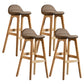 Contemporary 29-inch Upholstered Barstool Rubberwood Footrest Home Stool Coffee Natural 4 Piece Set Clearhalo 'Bar Furniture' 'Bar Stools' 'bar_stools' 'furn' 'furn_bar_stools' 'Furniture' 'furniture_bar_stools' 'Kitchen & Dining Furniture' 4830003