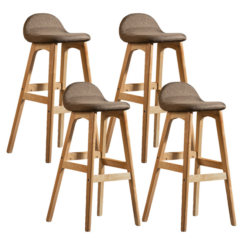 Contemporary 29-inch Upholstered Barstool Rubberwood Footrest Home Stool Coffee Natural 4 Piece Set Clearhalo 'Bar Furniture' 'Bar Stools' 'bar_stools' 'furn' 'furn_bar_stools' 'Furniture' 'furniture_bar_stools' 'Kitchen & Dining Furniture' 4830003