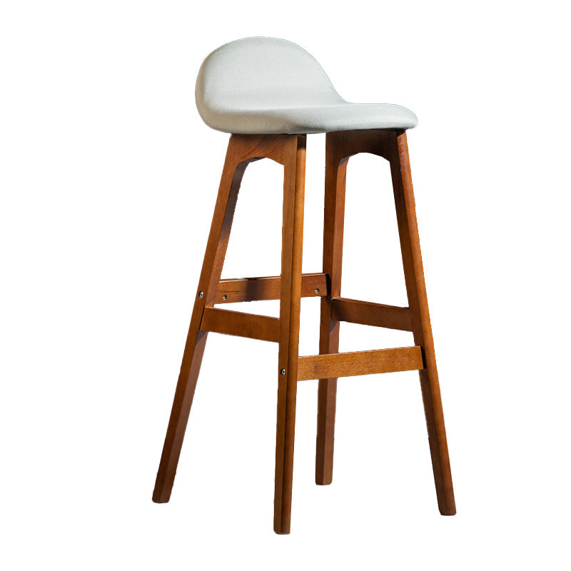 Contemporary 29-inch Upholstered Barstool Rubberwood Footrest Home Stool Off-White Brown 1 Piece Clearhalo 'Bar Furniture' 'Bar Stools' 'bar_stools' 'furn' 'furn_bar_stools' 'Furniture' 'furniture_bar_stools' 'Kitchen & Dining Furniture' 4830004