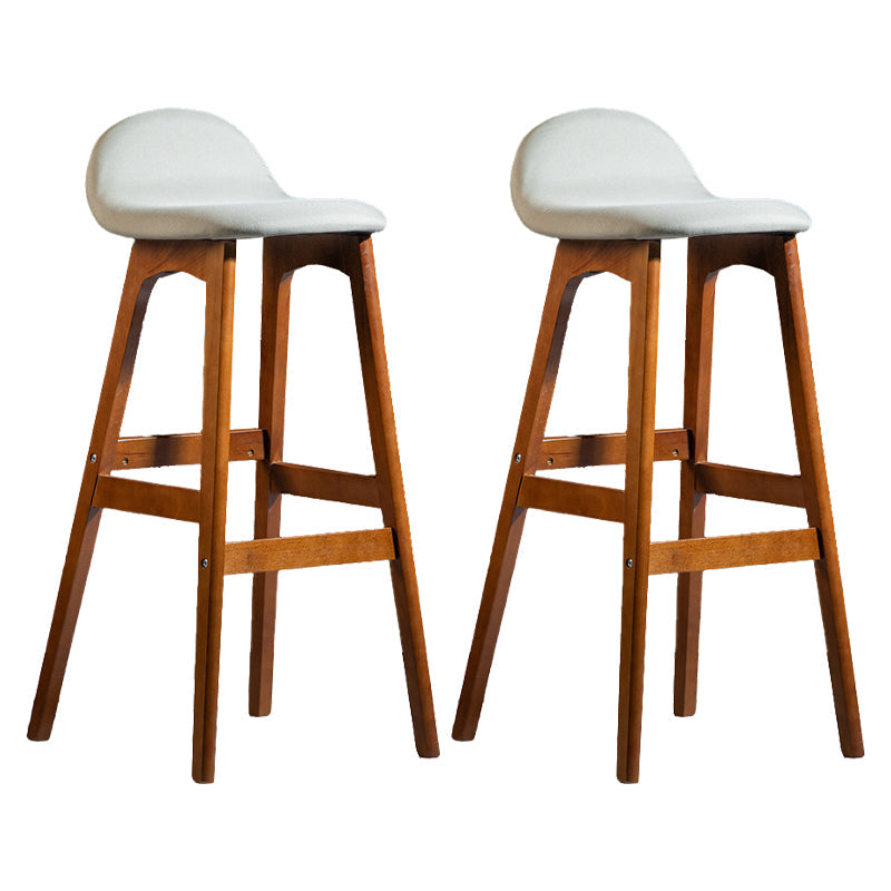 Contemporary 29-inch Upholstered Barstool Rubberwood Footrest Home Stool Off-White Brown 2 Piece Set Clearhalo 'Bar Furniture' 'Bar Stools' 'bar_stools' 'furn' 'furn_bar_stools' 'Furniture' 'furniture_bar_stools' 'Kitchen & Dining Furniture' 4830005