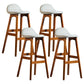 Contemporary 29-inch Upholstered Barstool Rubberwood Footrest Home Stool Off-White Brown 4 Piece Set Clearhalo 'Bar Furniture' 'Bar Stools' 'bar_stools' 'furn' 'furn_bar_stools' 'Furniture' 'furniture_bar_stools' 'Kitchen & Dining Furniture' 4830006