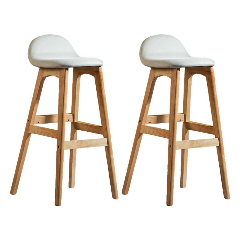 Contemporary 29-inch Upholstered Barstool Rubberwood Footrest Home Stool Off-White Natural 2 Piece Set Clearhalo 'Bar Furniture' 'Bar Stools' 'bar_stools' 'furn' 'furn_bar_stools' 'Furniture' 'furniture_bar_stools' 'Kitchen & Dining Furniture' 4830008