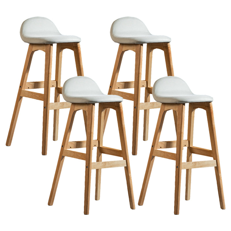 Contemporary 29-inch Upholstered Barstool Rubberwood Footrest Home Stool Off-White Natural 4 Piece Set Clearhalo 'Bar Furniture' 'Bar Stools' 'bar_stools' 'furn' 'furn_bar_stools' 'Furniture' 'furniture_bar_stools' 'Kitchen & Dining Furniture' 4830009