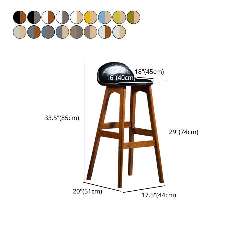 Contemporary 29-inch Upholstered Barstool Rubberwood Footrest Home Stool Clearhalo 'Bar Furniture' 'Bar Stools' 'bar_stools' 'furn' 'furn_bar_stools' 'Furniture' 'furniture_bar_stools' 'Kitchen & Dining Furniture' 4830010
