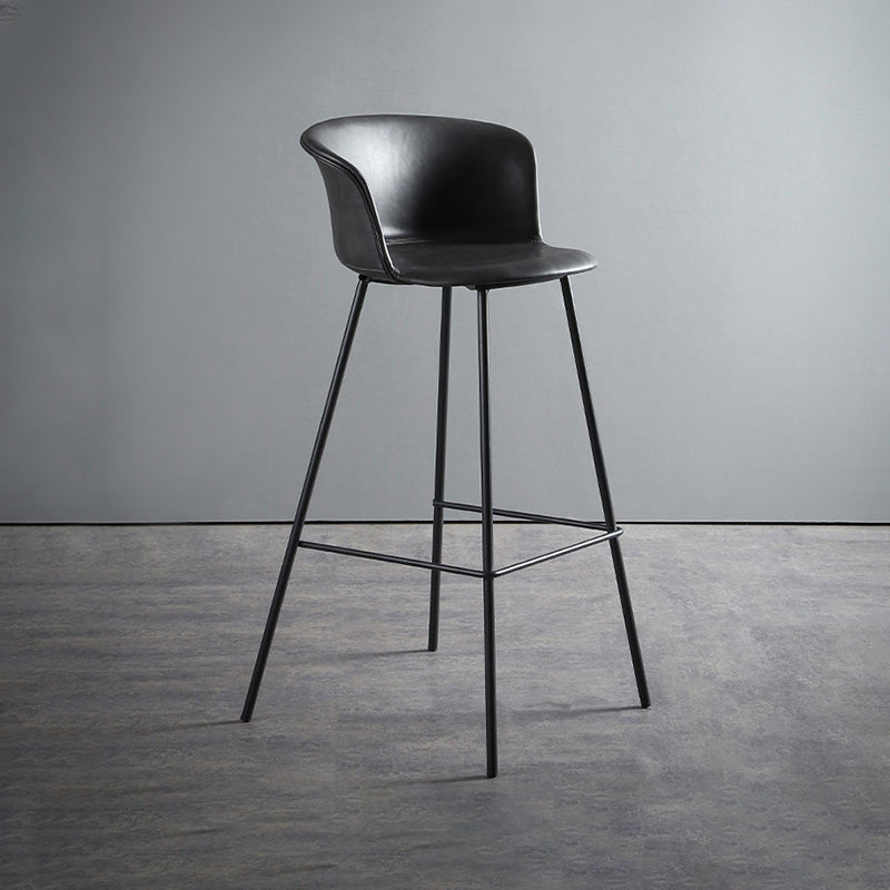 Modern Style Low Back Bar-stool PU Leather Bar Stool with Metal Legs Grey 1 Piece Clearhalo 'Bar Furniture' 'Bar Stools' 'bar_stools' 'Furniture' 'furniture_bar_stools' 'Kitchen & Dining Furniture' 4830012