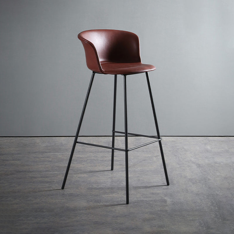 Modern Style Low Back Bar-stool PU Leather Bar Stool with Metal Legs Red 1 Piece Clearhalo 'Bar Furniture' 'Bar Stools' 'bar_stools' 'Furniture' 'furniture_bar_stools' 'Kitchen & Dining Furniture' 4830013