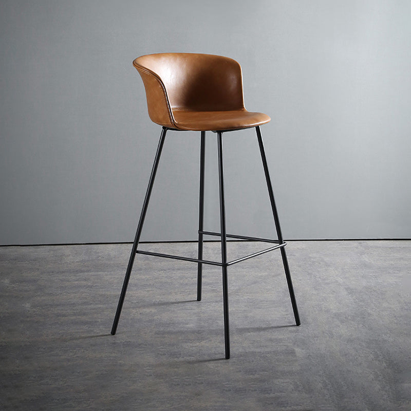 Modern Style Low Back Bar-stool PU Leather Bar Stool with Metal Legs Brown 1 Piece Clearhalo 'Bar Furniture' 'Bar Stools' 'bar_stools' 'Furniture' 'furniture_bar_stools' 'Kitchen & Dining Furniture' 4830015