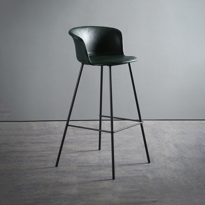 Modern Style Low Back Bar-stool PU Leather Bar Stool with Metal Legs Green 1 Piece Clearhalo 'Bar Furniture' 'Bar Stools' 'bar_stools' 'Furniture' 'furniture_bar_stools' 'Kitchen & Dining Furniture' 4830018