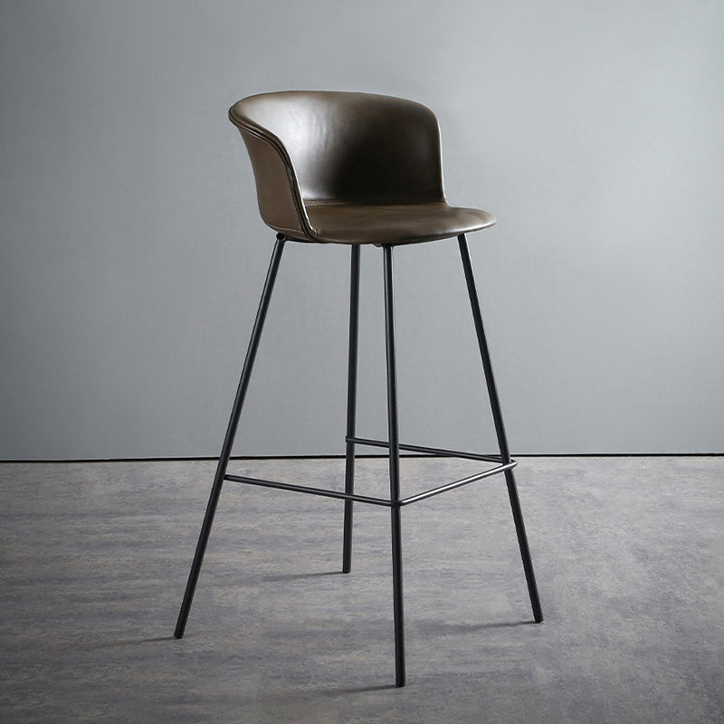 Modern Style Low Back Bar-stool PU Leather Bar Stool with Metal Legs Coffee 1 Piece Clearhalo 'Bar Furniture' 'Bar Stools' 'bar_stools' 'Furniture' 'furniture_bar_stools' 'Kitchen & Dining Furniture' 4830019