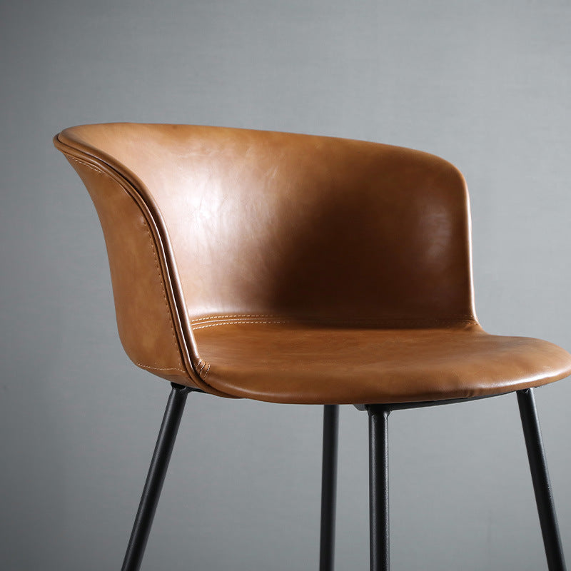 Modern Style Low Back Bar-stool PU Leather Bar Stool with Metal Legs Clearhalo 'Bar Furniture' 'Bar Stools' 'bar_stools' 'Furniture' 'furniture_bar_stools' 'Kitchen & Dining Furniture' 4830021