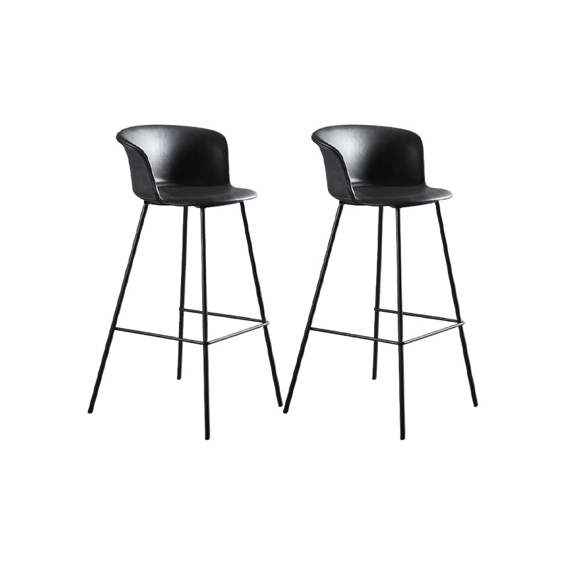 Modern Style Low Back Bar-stool PU Leather Bar Stool with Metal Legs Grey Set of 2 Clearhalo 'Bar Furniture' 'Bar Stools' 'bar_stools' 'Furniture' 'furniture_bar_stools' 'Kitchen & Dining Furniture' 4830022