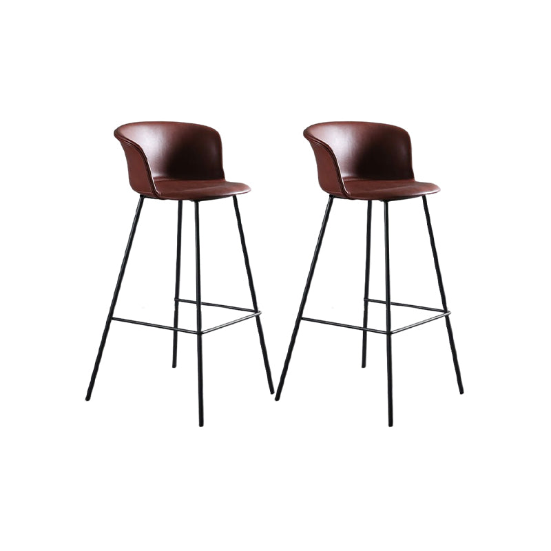 Modern Style Low Back Bar-stool PU Leather Bar Stool with Metal Legs Red Set of 2 Clearhalo 'Bar Furniture' 'Bar Stools' 'bar_stools' 'Furniture' 'furniture_bar_stools' 'Kitchen & Dining Furniture' 4830023