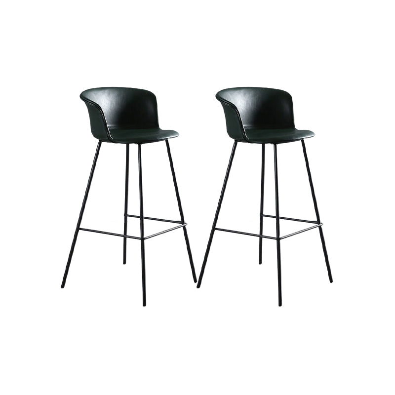 Modern Style Low Back Bar-stool PU Leather Bar Stool with Metal Legs Green Set of 2 Clearhalo 'Bar Furniture' 'Bar Stools' 'bar_stools' 'Furniture' 'furniture_bar_stools' 'Kitchen & Dining Furniture' 4830027