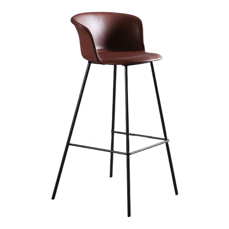 Modern Style Low Back Bar-stool PU Leather Bar Stool with Metal Legs Clearhalo 'Bar Furniture' 'Bar Stools' 'bar_stools' 'Furniture' 'furniture_bar_stools' 'Kitchen & Dining Furniture' 4830028