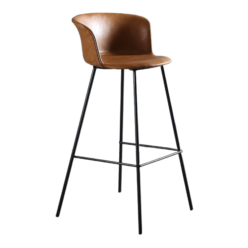 Modern Style Low Back Bar-stool PU Leather Bar Stool with Metal Legs Clearhalo 'Bar Furniture' 'Bar Stools' 'bar_stools' 'Furniture' 'furniture_bar_stools' 'Kitchen & Dining Furniture' 4830029