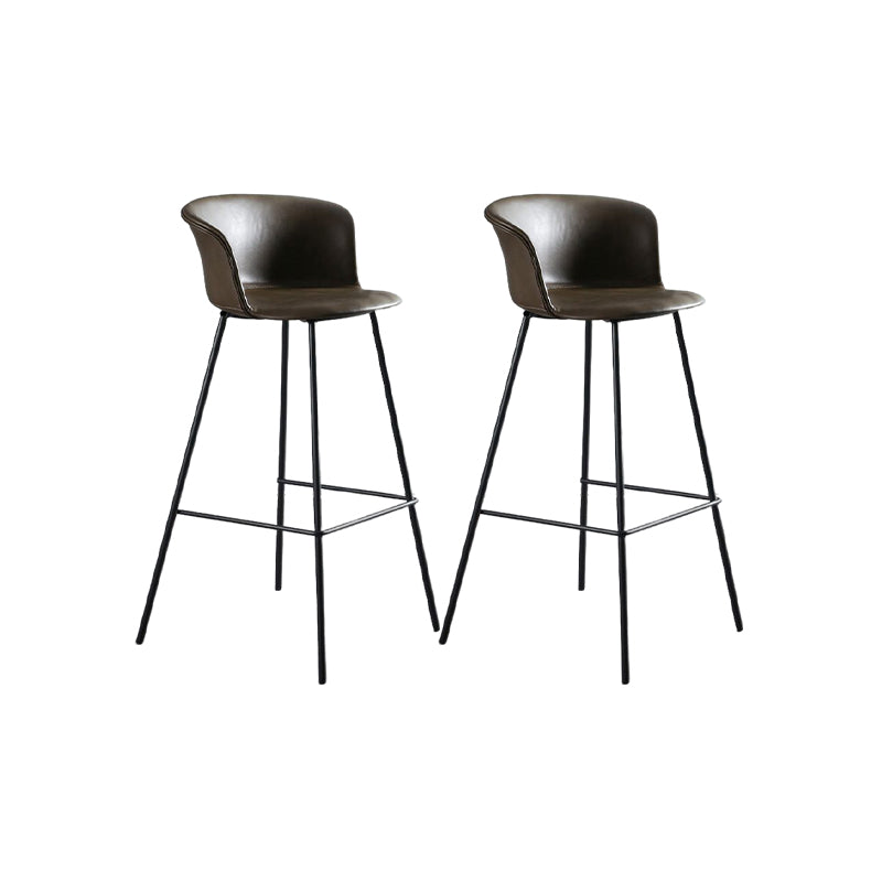 Modern Style Low Back Bar-stool PU Leather Bar Stool with Metal Legs Coffee Set of 2 Clearhalo 'Bar Furniture' 'Bar Stools' 'bar_stools' 'Furniture' 'furniture_bar_stools' 'Kitchen & Dining Furniture' 4830030