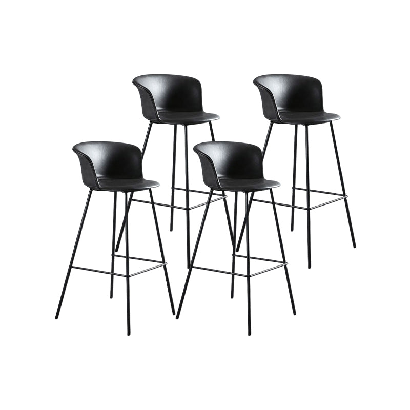 Modern Style Low Back Bar-stool PU Leather Bar Stool with Metal Legs Grey Set of 4 Clearhalo 'Bar Furniture' 'Bar Stools' 'bar_stools' 'Furniture' 'furniture_bar_stools' 'Kitchen & Dining Furniture' 4830032