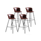 Modern Style Low Back Bar-stool PU Leather Bar Stool with Metal Legs Red Set of 4 Clearhalo 'Bar Furniture' 'Bar Stools' 'bar_stools' 'Furniture' 'furniture_bar_stools' 'Kitchen & Dining Furniture' 4830033