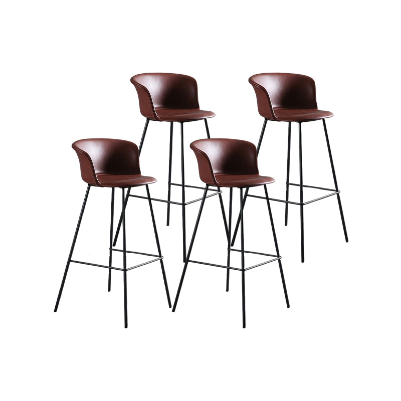Modern Style Low Back Bar-stool PU Leather Bar Stool with Metal Legs Red Set of 4 Clearhalo 'Bar Furniture' 'Bar Stools' 'bar_stools' 'Furniture' 'furniture_bar_stools' 'Kitchen & Dining Furniture' 4830033