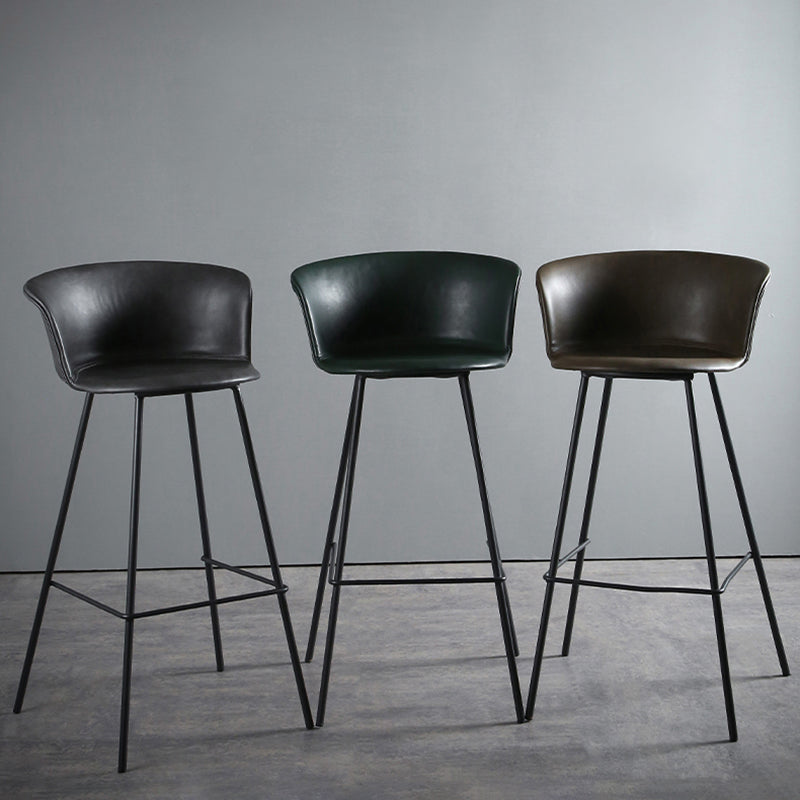 Modern Style Low Back Bar-stool PU Leather Bar Stool with Metal Legs Clearhalo 'Bar Furniture' 'Bar Stools' 'bar_stools' 'Furniture' 'furniture_bar_stools' 'Kitchen & Dining Furniture' 4830035
