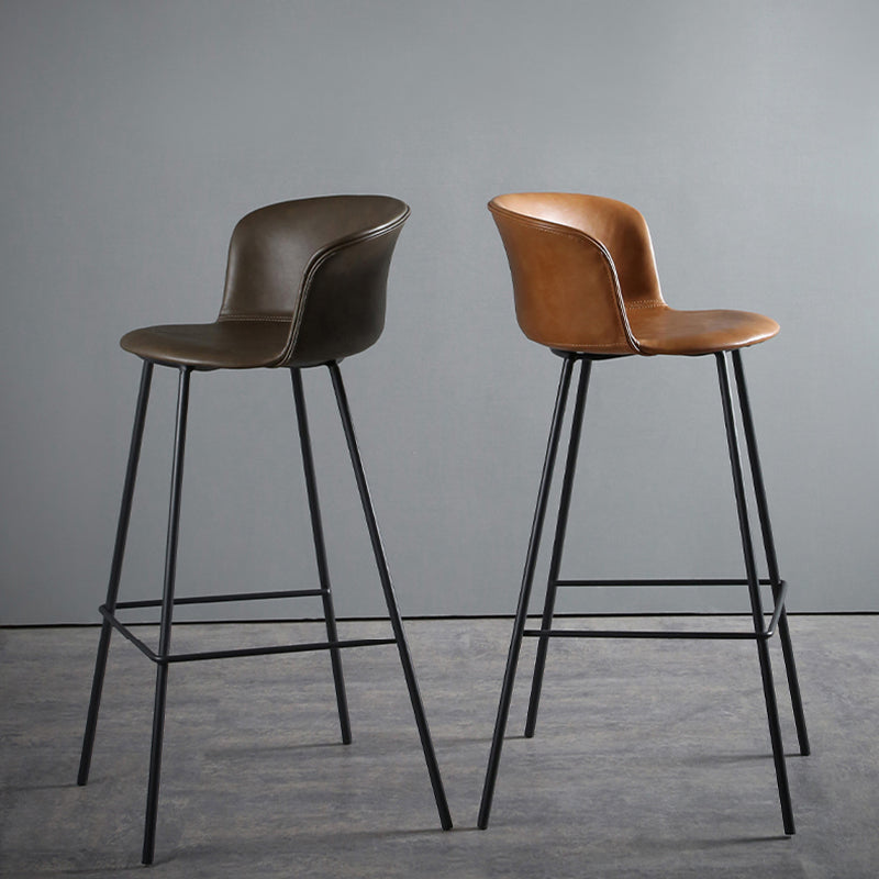 Modern Style Low Back Bar-stool PU Leather Bar Stool with Metal Legs Clearhalo 'Bar Furniture' 'Bar Stools' 'bar_stools' 'Furniture' 'furniture_bar_stools' 'Kitchen & Dining Furniture' 4830037
