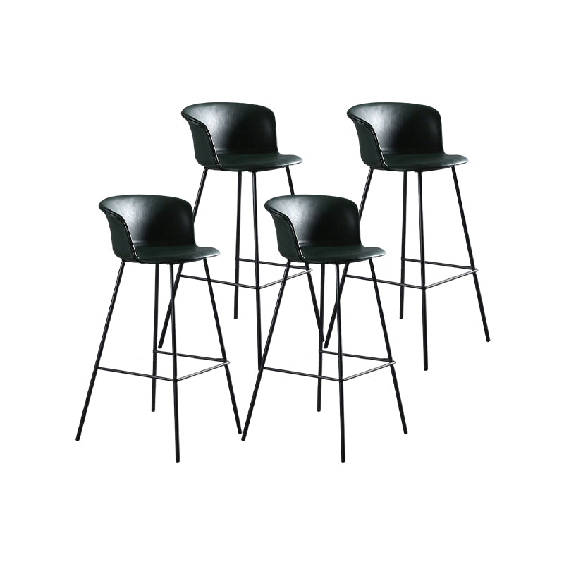 Modern Style Low Back Bar-stool PU Leather Bar Stool with Metal Legs Green Set of 4 Clearhalo 'Bar Furniture' 'Bar Stools' 'bar_stools' 'Furniture' 'furniture_bar_stools' 'Kitchen & Dining Furniture' 4830038
