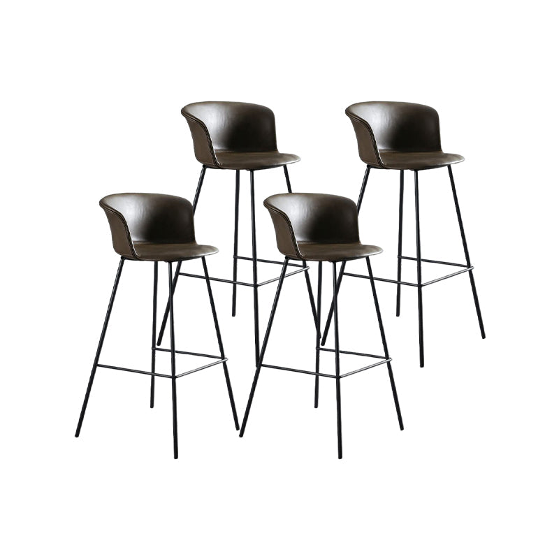 Modern Style Low Back Bar-stool PU Leather Bar Stool with Metal Legs Coffee Set of 4 Clearhalo 'Bar Furniture' 'Bar Stools' 'bar_stools' 'Furniture' 'furniture_bar_stools' 'Kitchen & Dining Furniture' 4830039