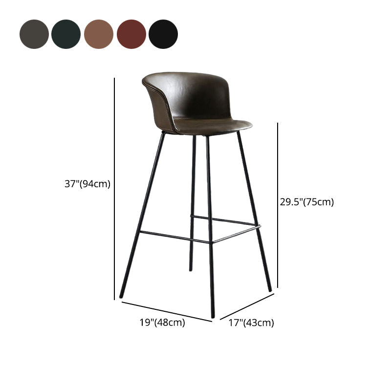 Modern Style Low Back Bar-stool PU Leather Bar Stool with Metal Legs Clearhalo 'Bar Furniture' 'Bar Stools' 'bar_stools' 'Furniture' 'furniture_bar_stools' 'Kitchen & Dining Furniture' 4830041