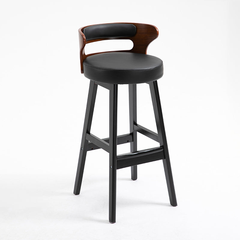 Industrial Style Low Back Bar-stool Wooden Bar Stool with Wooden Legs Black 1 Piece Clearhalo 'Bar Furniture' 'Bar Stools' 'bar_stools' 'Furniture' 'furniture_bar_stools' 'Kitchen & Dining Furniture' 4830043