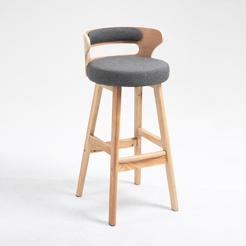 Industrial Style Low Back Bar-stool Wooden Bar Stool with Wooden Legs Grey 1 Piece Clearhalo 'Bar Furniture' 'Bar Stools' 'bar_stools' 'Furniture' 'furniture_bar_stools' 'Kitchen & Dining Furniture' 4830045