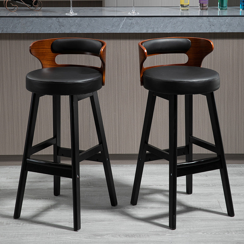Industrial Style Low Back Bar-stool Wooden Bar Stool with Wooden Legs Clearhalo 'Bar Furniture' 'Bar Stools' 'bar_stools' 'Furniture' 'furniture_bar_stools' 'Kitchen & Dining Furniture' 4830046