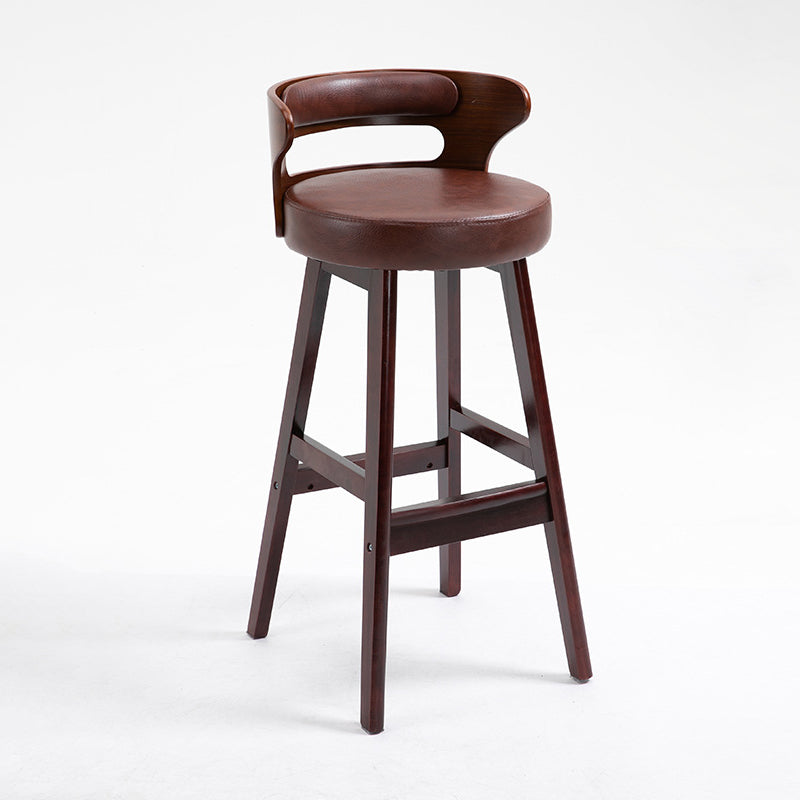 Industrial Style Low Back Bar-stool Wooden Bar Stool with Wooden Legs Brown 1 Piece Clearhalo 'Bar Furniture' 'Bar Stools' 'bar_stools' 'Furniture' 'furniture_bar_stools' 'Kitchen & Dining Furniture' 4830047