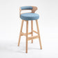 Industrial Style Low Back Bar-stool Wooden Bar Stool with Wooden Legs Light Blue 1 Piece Clearhalo 'Bar Furniture' 'Bar Stools' 'bar_stools' 'Furniture' 'furniture_bar_stools' 'Kitchen & Dining Furniture' 4830048