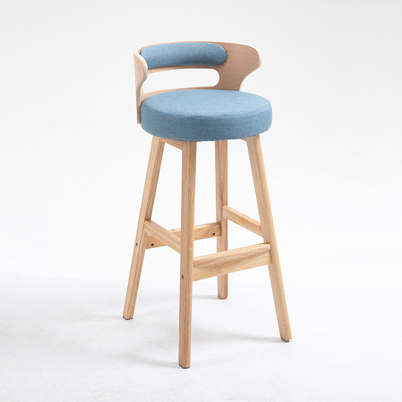 Industrial Style Low Back Bar-stool Wooden Bar Stool with Wooden Legs Light Blue 1 Piece Clearhalo 'Bar Furniture' 'Bar Stools' 'bar_stools' 'Furniture' 'furniture_bar_stools' 'Kitchen & Dining Furniture' 4830048