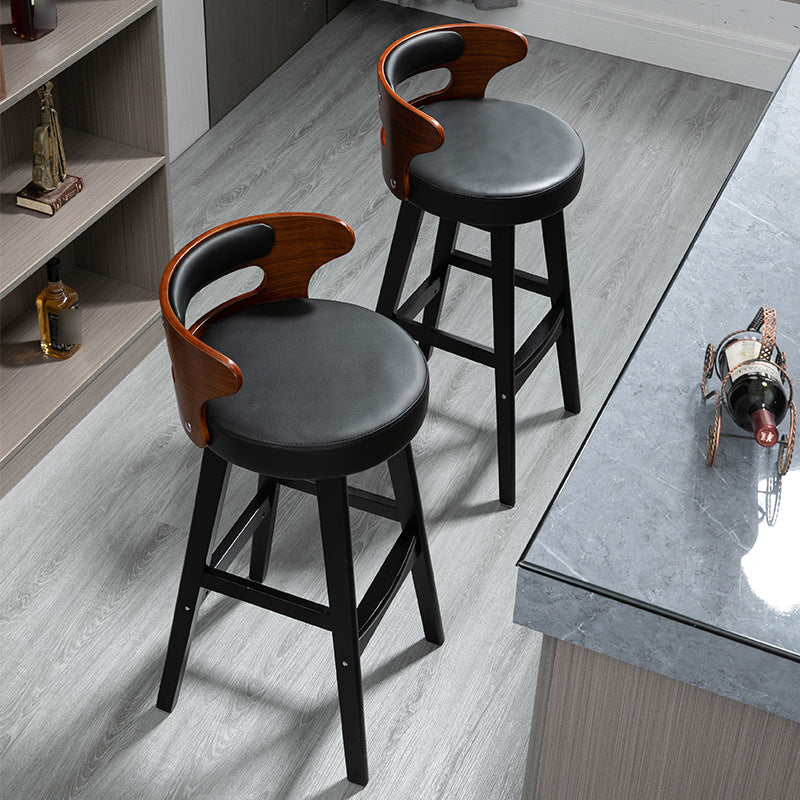 Industrial Style Low Back Bar-stool Wooden Bar Stool with Wooden Legs Clearhalo 'Bar Furniture' 'Bar Stools' 'bar_stools' 'Furniture' 'furniture_bar_stools' 'Kitchen & Dining Furniture' 4830049