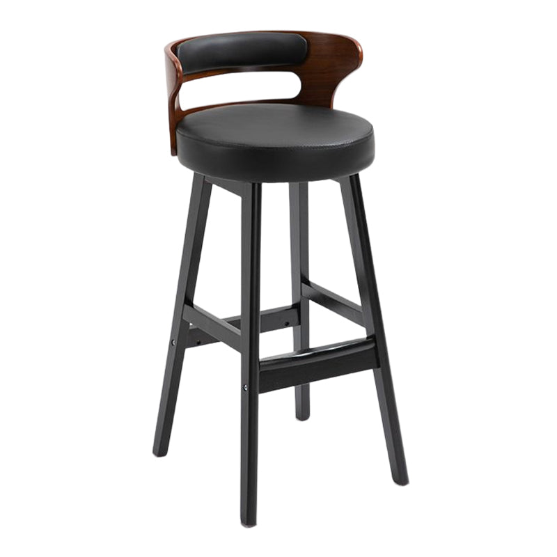 Industrial Style Low Back Bar-stool Wooden Bar Stool with Wooden Legs Clearhalo 'Bar Furniture' 'Bar Stools' 'bar_stools' 'Furniture' 'furniture_bar_stools' 'Kitchen & Dining Furniture' 4830051
