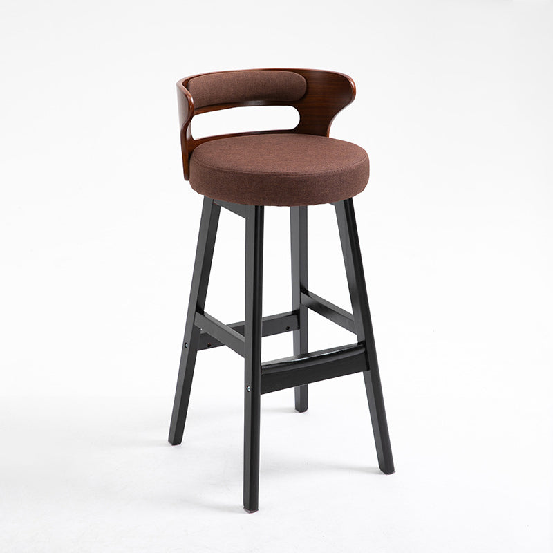 Industrial Style Low Back Bar-stool Wooden Bar Stool with Wooden Legs Coffee 1 Piece Clearhalo 'Bar Furniture' 'Bar Stools' 'bar_stools' 'Furniture' 'furniture_bar_stools' 'Kitchen & Dining Furniture' 4830053