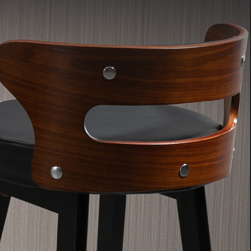 Industrial Style Low Back Bar-stool Wooden Bar Stool with Wooden Legs Clearhalo 'Bar Furniture' 'Bar Stools' 'bar_stools' 'Furniture' 'furniture_bar_stools' 'Kitchen & Dining Furniture' 4830054