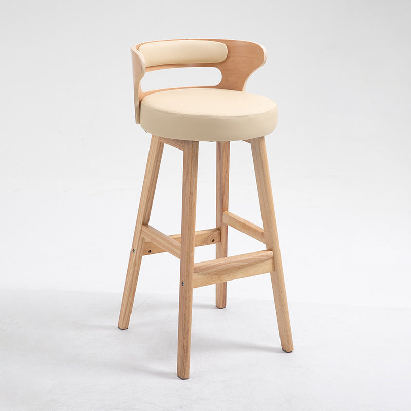 Industrial Style Low Back Bar-stool Wooden Bar Stool with Wooden Legs Beige 1 Piece Clearhalo 'Bar Furniture' 'Bar Stools' 'bar_stools' 'Furniture' 'furniture_bar_stools' 'Kitchen & Dining Furniture' 4830057