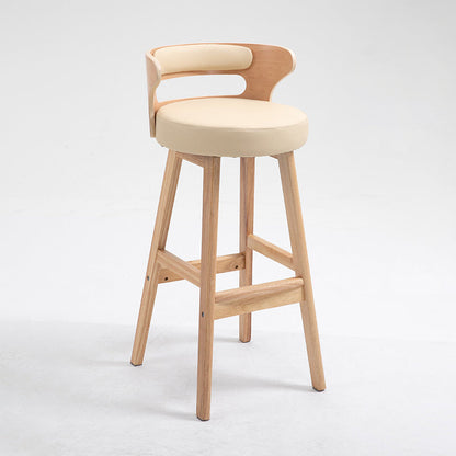 Industrial Style Low Back Bar-stool Wooden Bar Stool with Wooden Legs Beige 1 Piece Clearhalo 'Bar Furniture' 'Bar Stools' 'bar_stools' 'Furniture' 'furniture_bar_stools' 'Kitchen & Dining Furniture' 4830057